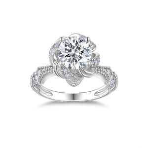 2-carat Luxury Fashion Minimalist Trend Jewelry Silver Ring Set With Top-quality Moissanite, Made Of S925 Silver With Electroplated Platinum.