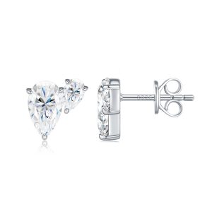 A Luxurious And Fashionable Minimalist Jewelry Earring Set Featuring Top-quality Moissanite Stones, Made Of S925 Silver Electroplated With Platinum.